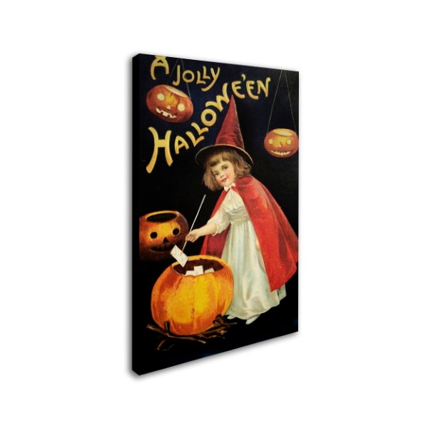 Vintage Apple Collection 'Little Red Halloween Witch' Canvas Art,30x47